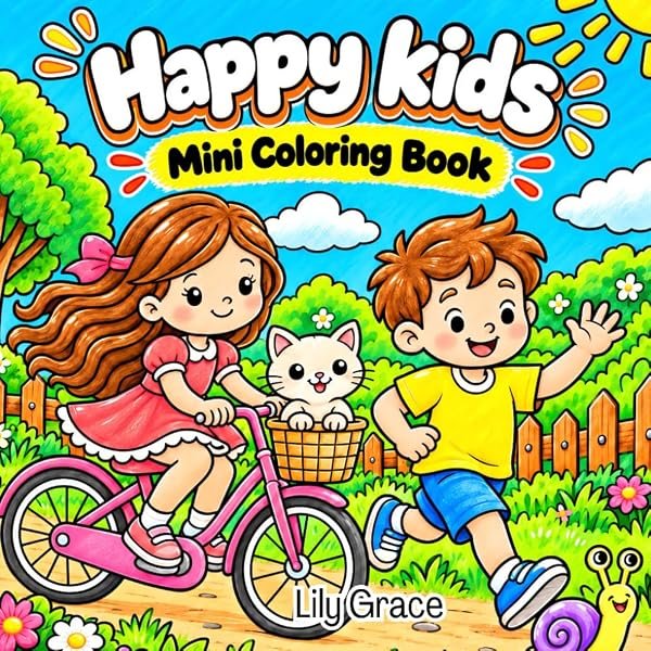 Happy Kids Mini Coloring Book by Lily Grace, cover