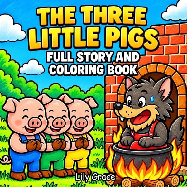 The Three Little Pigs: Story & Coloring Book by Lily Grace, cover