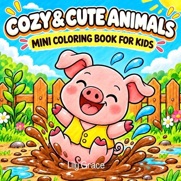 Cozy & Cute Animals Mini Coloring Book by Lily Grace, cover